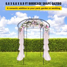 VEVOR Pergola de tonnelle en forme de cage à oiseaux 9' x 6,6' pour jardin extérieur de mariage noir