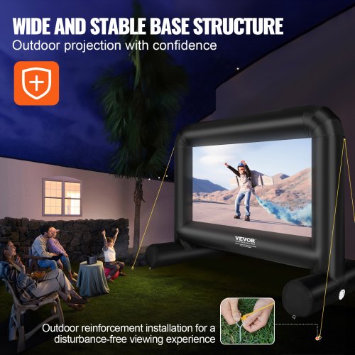 VEVOR Écran Projection Gonflable 14 Pieds 16:9 - Cinéma Extérieur 253x133 Cm Avec Souffleur Pour Fêtes Et Camping