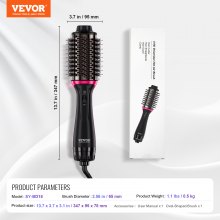 VEVOR Brosse Sèche-cheveux Ionique Enduit Titane Électrolytique Céramique 65 mm