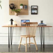 VEVOR Pied de Table en Épingle à Cheveux 4PCS Pieds de Bureau 71 cm Acier Massif Capacité Charge 408 kg Pieds de Meubles 3 Tiges Noirs avec Vis et Patins Protecteurs pour Maison Bureau Salle à Manger