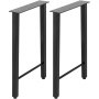 2pcs Pieds De Table Support De Table Forme Trapèze 41*41cm En Acier Bureau Noir