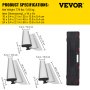 Dimensions de la lame d'écrémage VEVOR et étui de transport noir avec mesures détaillées. Poids net : 7,78 lb.