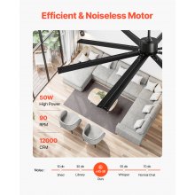 VEVOR Ventilateur de Plafond Aluminium 214 cm avec Télécommande Moteur CC Noir