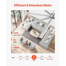 VEVOR Ventilateur de Plafond Aluminium 243 cm avec Télécommande Nickel Brossé