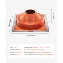 VEVOR Solin de Toit Étanchéité Toiture de Tuyaux 160-300 mm Silicone Métal 2PCS