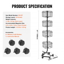 VEVOR Présentoir Porte-Brochures sur Pied Rotatif 32 Compartiments avec 5 Roues