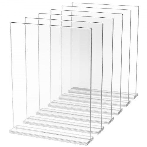 FUNSUEI Lot De 10 Présentoirs De Table A5 Double Face En Acrylique - Base Noire, Porte Menu Transparent 15x21 Cm Pour Restaurants Et Bureaux