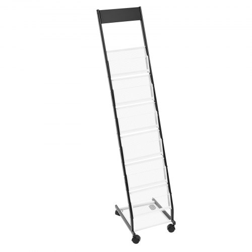 Presentoir a brochures SucceBuy 6 niveaux, support sur pied avec roulettes, porte-revue en metal, mobile, pour expositions, bureaux, salons artisanaux | Leroy Merlin