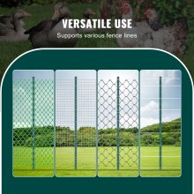 VEVOR Lot de 10 Poteaux de Clôture en Métal Piquets Robustes Jardin 152,4cm Vert