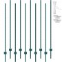 VEVOR Lot de 10 Poteaux de Clôture Métal Piquets Robustes Jardin 182,88 cm Vert