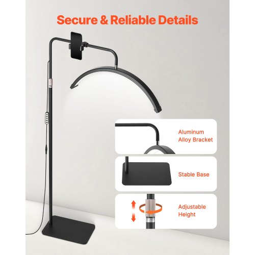 Lampadaire à Cils Demi-lune Avec Support Téléphone, Pliable