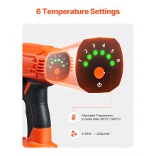 VEVOR Décapeur Thermique Pistolet Air Chaud sans Fil LED 6 Températures 4 Buses