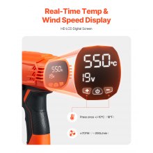 VEVOR Décapeur Thermique Pistolet Air Chaud sans Fil avec Écran LCD 4 Buses