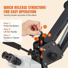 VEVOR Microscope Multidirectionnel 7X-45X avec Support à Ressort Anneau Lumineux