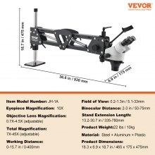 VEVOR Microscope Multidirectionnel 7X-45X avec Support à Ressort Anneau Lumineux