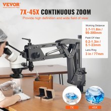 VEVOR Microscope Multidirectionnel 7X-45X avec Support à Ressort Joaillerie