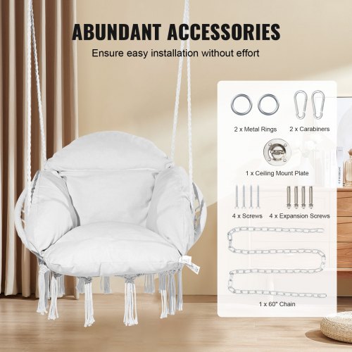 Chaise Suspendue Fauteuil Suspendu Relax 80cm Avec Coussin - Panier En Coton Tressé - Pour Intérieur Et Extérieur - Spetebo Siège Suspension Intérieur Extérieur