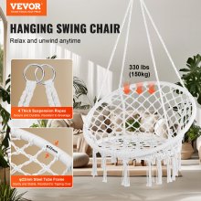 VEVOR Fauteuil suspendu chaise relax pivotante macramé pour intérieur extérieur