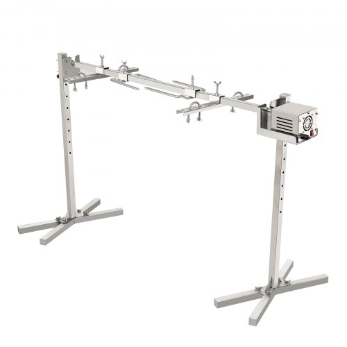 YARDIN Set De Brochettes Pour Barbecue - 117 Cm - Avec Moteur En Acier Inoxydable - 220 V - 240 V - Avec 4 Aiguilles à Viande - Piquet Universel