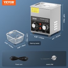 VEVOR Nettoyeur à Ultrasons Numérique 2L avec Minuterie et Chauffage pour Bijoux