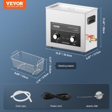 VEVOR Nettoyeur à Ultrasons Numérique 6 L avec Minuterie Chauffage Panier Labo