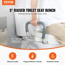 VEVOR Rehausseur de Toilette 127mm de Haut 158,7kg pour Toilette Ronde Allongée