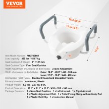 VEVOR Rehausseur de Toilette 127mm de Haut 158,7kg pour Toilette Ronde Allongée