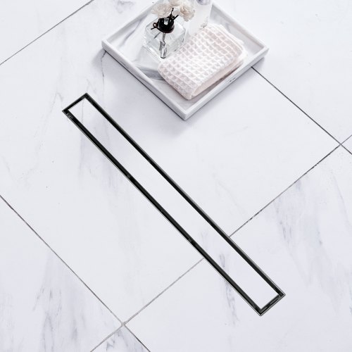 Caniveau Douche Acier Inox 60cm Avec Siphon - Anti-odeurs Et Filtre à Cheveux - Évacuation Eau