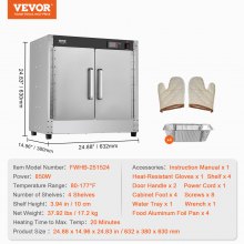 VEVOR Armoire Chauffante Étuve Traiteur à 4 Niveaux Double Porte pour Cantine