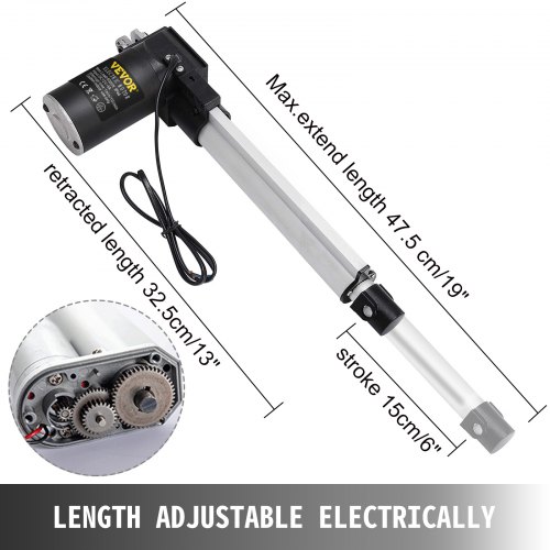 Actionneur Linéaire 6000N Course 350mm 12V - Moteur Électrique Puissant Pour Portail, Fenêtre Automatique