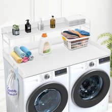 VEVOR Comptoir en bois pour lave-linge et sèche-linge étagère à 2 niveaux blanc