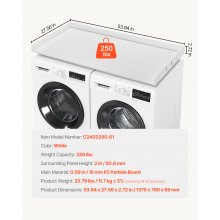 VEVOR Surface de comptoir en bois pour lave-linge et sèche-linge 137x70 cm blanc