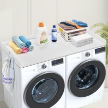 VEVOR Surface de comptoir en bois pour lave-linge et sèche-linge 137x70 cm blanc