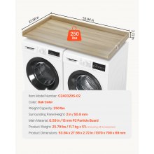 VEVOR Comptoir en bois pour lave-linge et sèche-linge 137 x 70 cm couleur chêne