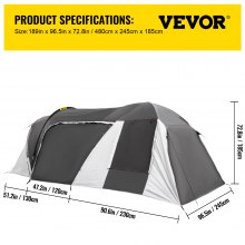 VEVOR Abri Moto 480x245x185 cm Housse pour Moto Couverture Moto Tente de Camping pour Moto Tente Moto et Motard 4 Personnes
