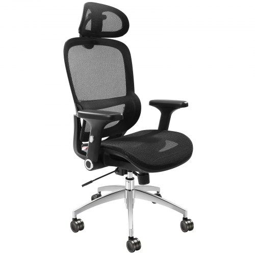 Chaise De Bureau Ergonomique Grise Avec Support Lombaire En C - Fauteuil De Bureau Réglable - Neuf