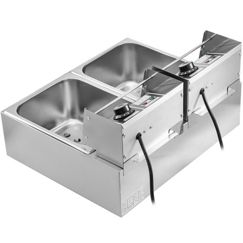 VEVOR Friteuse 12L Electrique Inox, Friteuse Commerciale en Acier  Inoxydable, à Double Réservoir 5000W Friteuse avec 2Paniers à Friture avec  Poignée en Caoutchouc pour Frire des Aliments Cuisiner