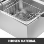 VEVOR Friteuse 12L Electrique Inox, Friteuse Commerciale en Acier Inoxydable, à Double Réservoir 5000W Friteuse avec 2Paniers à Friture avec Poignée en Caoutchouc pour Frire des Aliments Cuisiner