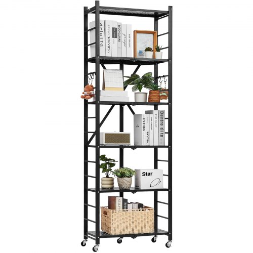 Étagère Pliante Mobile 5 Niveaux VEVOR - Rangement Garage/cuisine - Roulettes - Charge 340 Kg - Blanc - 81x36x183 Cm - 5