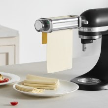 VEVOR Rouleau à Pâtes pour KitchenAid en Acier Inoxydable Accessoire à Pâtes pour Robot Pâtissier Anti-adhésif 8 Réglages d’Épaisseur 0,3-2 mm Largeur Personnalisée de 14 mm pour Tagliatelle Ramen