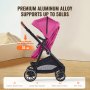 VEVOR Poussette Combinée Système de Voyage avec Siège Auto pour Bébé Fuchsia