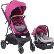 VEVOR Poussette Combinée Système de Voyage avec Siège Auto pour Bébé Fuchsia