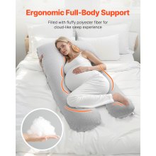 VEVOR Coussin de Grossesse Oreiller Maternité Forme U pour Corps Doux Respirant