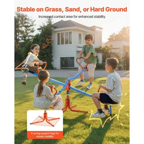 Balançoire à Bascule VEVOR Pour 2 Enfants | Rotation 360°, Capacité 24.9 Kg/siège | Jeu D'extérieur Rebondissant Pour +3 Ans | 126x35x65 Cm