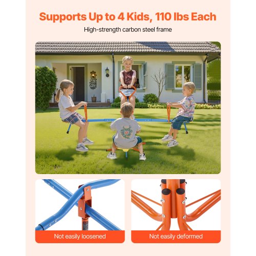 Balançoire à Bascule Rotative 360° Pour Enfants – 2 Places, Charge 45 Kg Par Siège, Pour Jardin Et Intérieur
