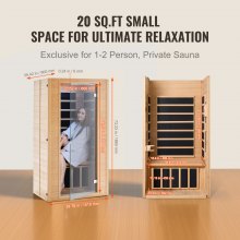 VEVOR Sauna infrarouge lointain en bois pour 1 à 2 personnes domicile 1400 W