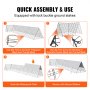 guide d'assemblage rapide pour les tunnels à poulets VEVOR présentant des attaches zippées, des boucles de verrouillage et des piquets de sol.