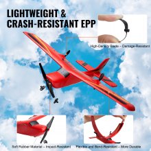 VEVOR Avion RC mousse EPP jouet d'avion avec télécommande 2,4 GHz 2 piles rouge