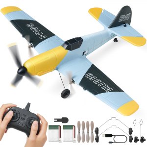 Avion télécommandé , 2,4 GHz, 2 canaux, avec gyroscope 6 axes, prêt à voler, avion de chasse avec 2 batteries, planeur télécommandé facile à piloter pour adultes, enfants, débutants et garçons. | CA