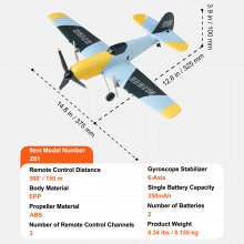 VEVOR Avion RC de chasse en mousse EPP jouet d'avion 2,4 GHz avec télécommande